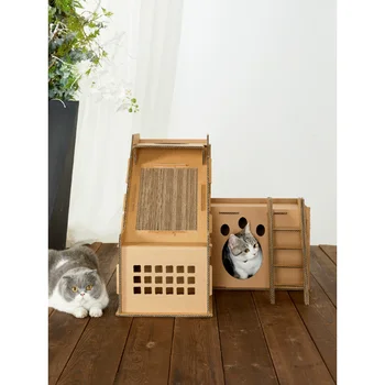 Клетка для дома большое пространство большое свободное пространство вилла для кошачьих туалетов клетка для кошек со шлифовальной царапиной кошачий домик кошачий домик