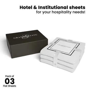 100% Хлопок, супер-мягкие и шелковистые плоские простыни, 3 шт., Queen White от Grand Estate Hotel