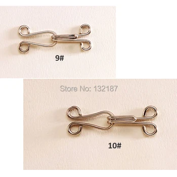 100 пар/лот 9 #, 10 # металлические латунные крючки/ушки для брюк, юбка, специальный серебристый никелевый крючок большого размера, бесплатная доставка