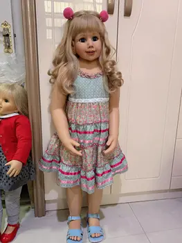 100 см, жесткая виниловая кукла Принцессы-блондинки для малышей, игрушка, как настоящая, 3-летний размер, детская одежда, Фотомодель, Наряжаемая кукла