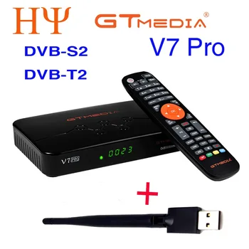 100 шт./лот GTmedia V7 Pro Комбинированный dvb-t2 dvb-s2 Спутниковый ресивер H.265 PowerVu Biss Ключ Ccam Newam USB Wifi 1080P V7 pro
