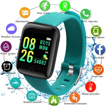 116 Смарт-часы для женщин, измеряющие кровяное давление, водонепроницаемые смарт-часы для мужчин, пульсометр, фитнес-трекер, спортивные часы для Android IOS