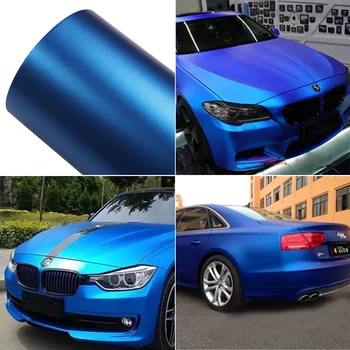 18 М x 1,52 см Матовый Синий Цвет с металлической текстурой, пленки для кузова автомобиля, виниловая пленка для обертывания автомобиля, наклейка, термоаппликационная пленка для выпуска воздуха