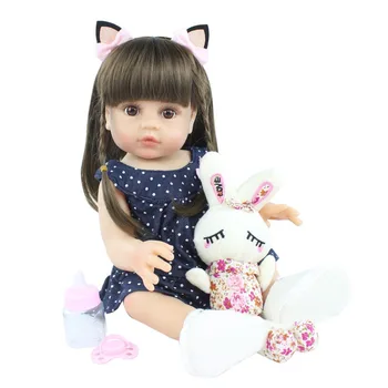 18-дюймовая Высококачественная Возрожденная Принцесса для малышей Силиконовый винил, очаровательная Реалистичная кукла Baby Bonecas для девочек, кукла bebe, возрожденная менина