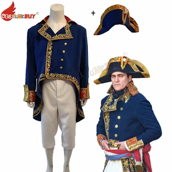 18-й 19-й век Костюм Наполеона Бонапарта Французского императора Косплей Военная форма Полный костюм (шляпа, пальто, брюки) Изготовленный на заказ