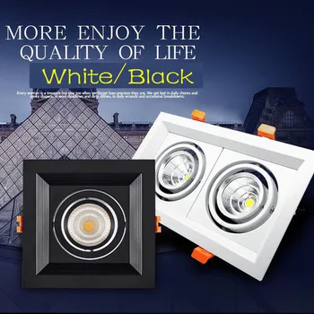 1шт COB 10 Вт 15 Вт с регулируемой яркостью, вращающийся черный квадрат, внутреннее освещение, теплый/белый потолочный светодиодный светильник 110/220 В, потолочный светодиодный светильник