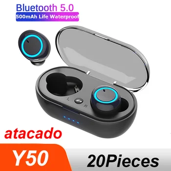 20 штук Беспроводных наушников TWS Y50 Bluetooth Наушники 5.0 Беспроводная гарнитура True Stereo Спортивные наушники для xiaomi redmi aphone