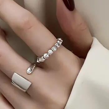 2023 Новая корейская версия персонализированного женского кольца блестящего серебристого цвета, простое открывающееся регулируемое кольцо на палец, подарок для вечеринки