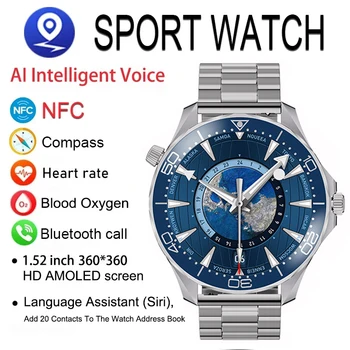 2023 Новые NFC Мужские смарт-часы с Bluetooth-вызовом, 400 мАч, Водонепроницаемые умные часы для здоровья, 360 * 360HD, Смарт-часы с большим экраном для мужчин