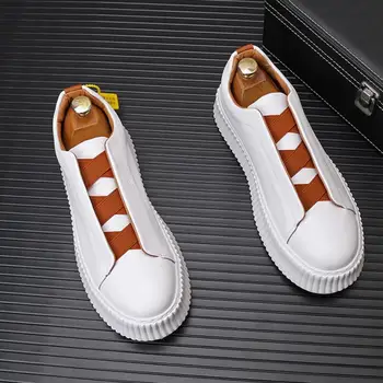 2023 Новые ботинки, мужские маленькие белые туфли, дышащая повседневная кожаная мужская обувь zapatos sapatos a6