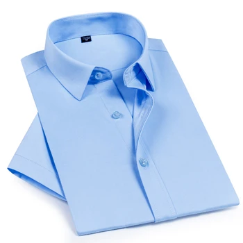 2023 Роскошные мужские Летние однотонные рубашки с коротким рукавом из бамбукового волокна, фиолетово-черные деловые офисные облегающие платья, Плюс Размер