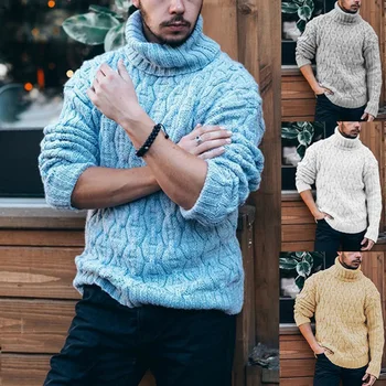 2023 Свитер, вязаный свитер с высоким воротом, осенне-зимнее пальто большого размера, мужская одежда