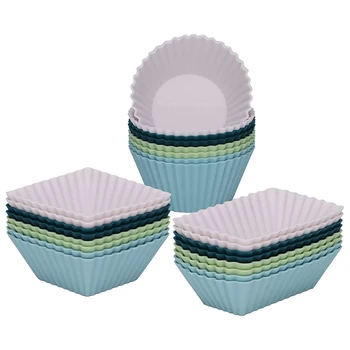 24 упаковки силиконовых формочек для кексов, Силиконовые формочки для выпечки кексов, 3 формы формочек для кексов, разделители для ланч-боксов