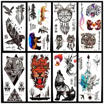 25 Стиль Выберите 3D Большой Черный Орел Татуировки Наклейки Для Мужчин Белый Ястреб Съемная Водонепроницаемая Флэш-Татуировка Поддельный Тотем На Руку Для Тела
