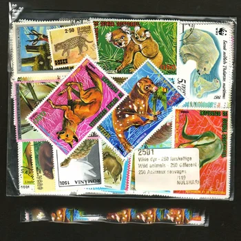 250 шт./лот, тематические марки с дикими животными, оригинальная почтовая марка с почтовым штемпелем, хорошее состояние, коллекция, повторений нет