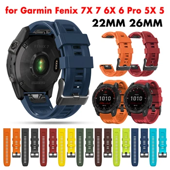 26-22 мм силиконовый ремешок для часов Garmin Fenix 6X6 Pro 5X5 7X7 3 3HR Быстроразъемный браслет для Fenix 7 6 Forerunner 935
