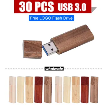 30 шт. подарок для фотосъемки USB 3.0 Внешний накопитель (бесплатный логотип на заказ) Деревянный USB флэш-накопитель 4G/8G/16G/32GB/64GB Бесплатная доставка