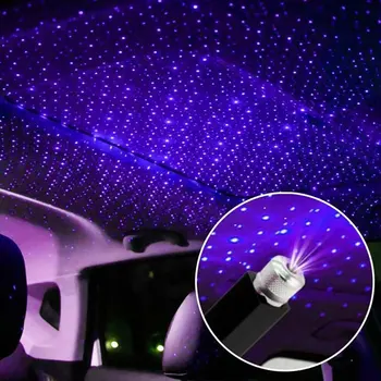 360 Градусов СВЕТОДИОДНЫЙ Ночник На Крыше Автомобиля Star Night Light Проектор Атмосфера Галактика Лампа USB Декоративная Лампа Регулируемая Подсветка Интерьера Автомобиля