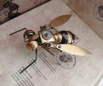 3D Механическое насекомое в стиле Стимпанк, Цельнометаллическая Большая Пчела, Декоративное украшение для домашнего подарка ручной работы - Готовый продукт