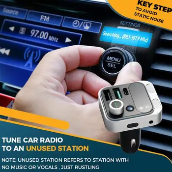 48 Вт Автомобильный адаптер Bluetooth 5,3 FM-передатчик Для Автомобиля PD & QC3.0 Автомобильное зарядное устройство Bluetooth Адаптер С Двумя Микрофонами Глубокий Бас Звук Руки I4V0