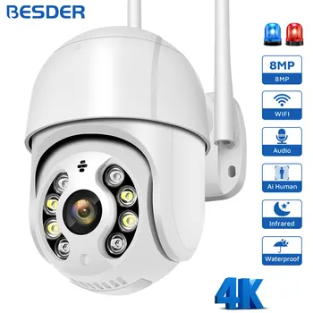 4K 8MP PTZ WiFi IP-камера Обнаружения Человека Ночного Видения Облачное Хранилище Безопасности Беспроводная Камера P2P CCTV Камера Видеонаблюдения