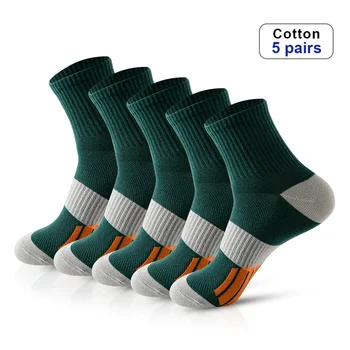 5 Пар весенне-осенних мужских носков, Летние повседневные Впитывающие Хлопчатобумажные Удобные дышащие спортивные носки для бега, баскетбола, Meias EU38-45