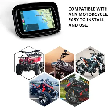 5-дюймовый портативный GPS-навигатор для мотоцикла, водонепроницаемый дисплей Apple Carplay, беспроводной экран Android Auto IPX7 GPS