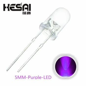 5 мм LED F5 Супер яркий 5 мм Круглый ультрафиолетовый фиолетовый Прозрачный светодиодный светильник, излучающий диод Высокого Качества