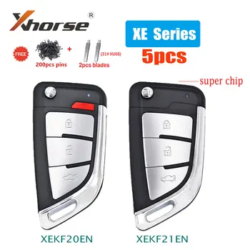 5 шт. Xhorse VVDI Супер Дистанционный ключ XEKF21EN XEKF20EN 3/4 Кнопки с чипом XT27A XT27A66 для VVDI2/VVDI MINI Key/VVDI Key Tool