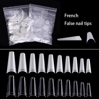 500шт Накладных ногтей Французские Натуральные Прозрачные накладные ногти в форме Гроба, акриловый УФ-гель-лак для ногтей, Маникюр