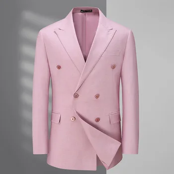 5695 -Новые мужские полосатые двубортные костюмы для отдыха и мужской тонкий пиджак европейского образца
