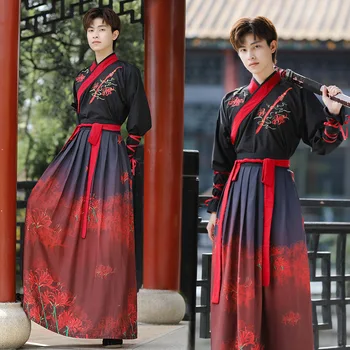 5XL Китайское Мужское платье Hanfu с древней вышивкой Китайской Династии Тан, Одежда для народных танцев, Одежда для фехтовальщиков, Традиционные костюмы для Косплея