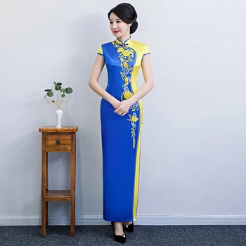 5XL Новый формальный Чонсам в винтажном китайском стиле, повседневное длинное вечернее платье в восточном стиле, женское элегантное Ципао Vestido