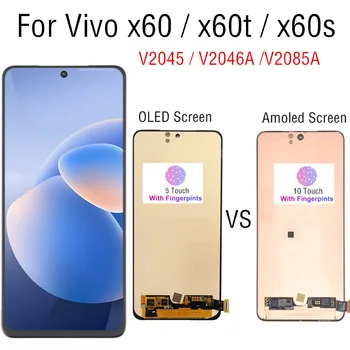 6,56 дюймов Oled и Amoled Для Vivo X60 V2045 V2046A/Vivo X60t V2085A ЖК-дисплей с Сенсорным экраном, Дигитайзер В Сборе, Замена