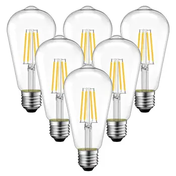6 Штук Винтажных светодиодных ламп Edison с регулируемой Яркостью E27 110V 220V CRI 95 + Лампочки для Люстр, Потолочных вентиляторов, Подвесных настенных бра