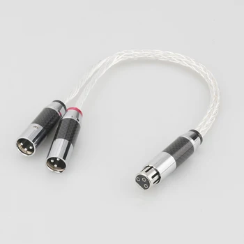 8AG Посеребренный XLR разъем к двойному XLR разъему Y Splitter 3Pin Сбалансированный микрофонный кабель с родиевым покрытием XLR штекер HIF