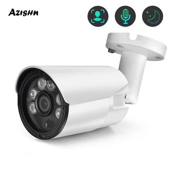 8MP 5MP AZISHN H265 HD 4K IP Камера с Распознаванием Лица Наружная Водонепроницаемая Пуля CCTV для POE NVR Системы Защиты Безопасности Камеры