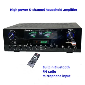 AV-999BT Bluetooth 5,0 5-канальный Аудио Усилитель Hi-FI Стерео AV для домашнего КАРАОКЕ KTV С микрофонным входом USB FM-радио