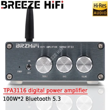 BREEZE HIFI BL53A Мощный двухъядерный TPA3116 Домашний Цифровой усилитель Тяжелых басов 100 Вт * 2 Bluetooth 5.3