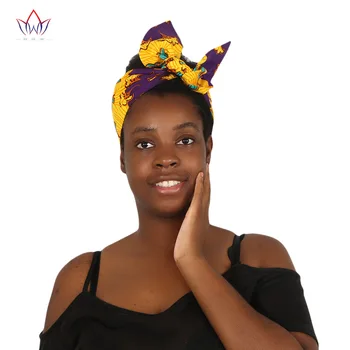 BRW Африканские Головные Уборы Sego Gele Головной Галстук Для Женщин Африканский Хлопковый Восковой Принт Анкара Аксессуары ручной Работы Универсальный Галстук Для Волос WYX04