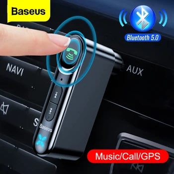 Baseus Автомобильный адаптер AUX Bluetooth 5.0, разъем 3,5 мм, Беспроводной аудиоприемник, Громкая связь, Bluetooth, автомобильный комплект для телефона, автоматический Передатчик