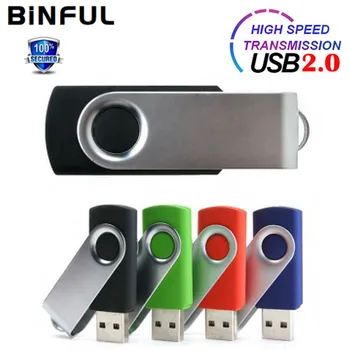 BinFul Поворот на 360 ° Металлический USB Флэш-Накопитель Ручка-Накопитель Брелок Флэш-Накопитель Флешки 4G 8G 16G 32GB 64G 128G 256GB Флэш-карта памяти
