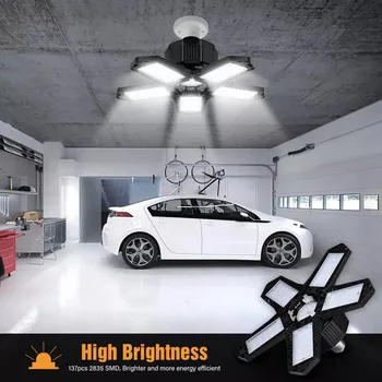 C2 СВЕТОДИОДНЫЙ гаражный светильник с пятью листьями, Складной Гаражный потолок, лампа E26 E27, Деформация лампы в подвале, Деформация в помещении, Высокий свет