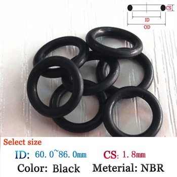 CS 1,80 мм ID 60,0-86,0 мм черное резиновое уплотнительное кольцо масляно-водонепроницаемая уплотнительная пленка NBR из фторкаучука Пластиковая прокладка силиконовое уплотнительное кольцо