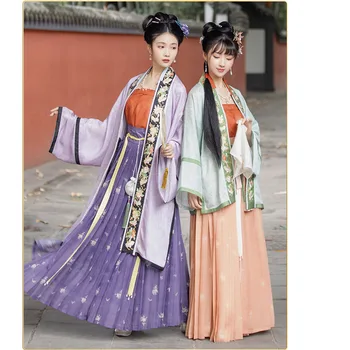 ChongHuiHanTang Оригинальное Китайское Платье с Цветочной Вышивкой Бабочки Hanfu для Женщин, Платье Принцессы Династии Сун, Костюм для Косплея