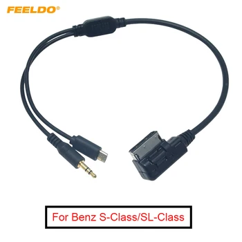 FEELDO 5шт Автомобильный Аудио Музыкальный Интерфейс AMI/MDI к 3,5 мм Штекерному Кабелю Micro USB AUX Для Mercedes Benz Wire Adapter #MX6258