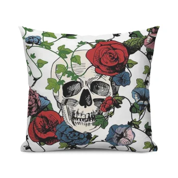 Fashion-skull-flower-skull-print-square-pillowcase-home-decoration-car-sofa-cushion-cover-decoration-25x25~70x70cm