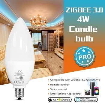 GLEDOPTO Zigbee3.0 RGBCCT Свеча-лампа 4 Вт, меняющая цвет, 2200 К-6500 К, теплая холодная белая светодиодная лампа, люстра для домашнего декора в помещении