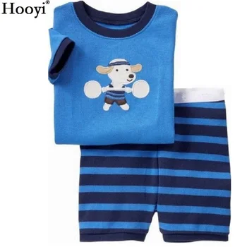 Hooyi/Детский Пижамный комплект, Пижамные костюмы для маленьких мальчиков, Детская Домашняя одежда, Голубая Детская Пижама с Медведем, Детская ночная рубашка, Пижама из 100% хлопка