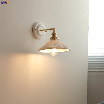 IWHD Белый Керамический Современный Настенный Светильник Beisde Спальня Гостиная Зеркало В Ванной Комнате Светильник Медный В Скандинавском Японском Стиле Wandlamp LED